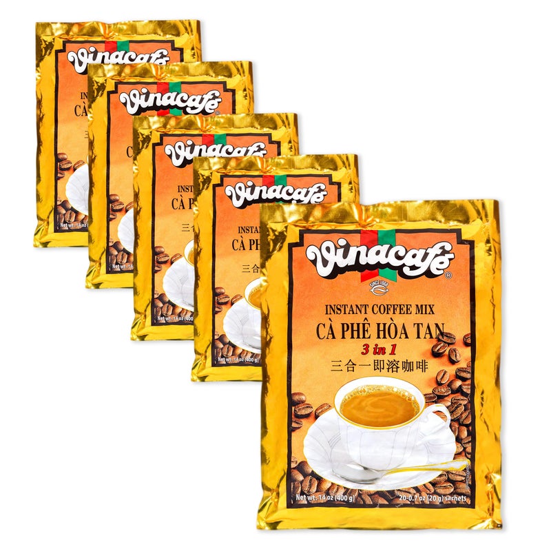 Vinacafe Pack of 5 | 20 Sachets Per Bag Vietnamese Instant Coffee Mix 3 in 1 (100 Total Counts) - Image 1
